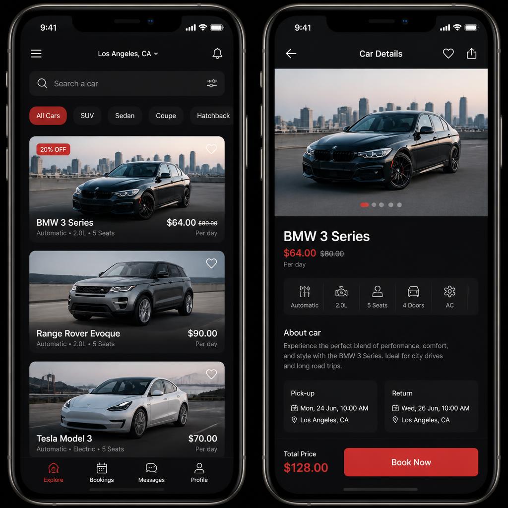 Mobil uygulama ekranları